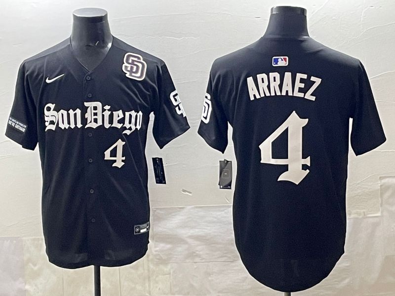 Men 2025 San Diego Padres #4 Arraez Black Five generations Joint Name Nike MLB Jersey style 15